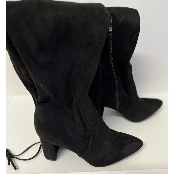 Top Moda Black Suede Over the Knees Boots Sz 7 M Black NEW - Picture 5 of 11